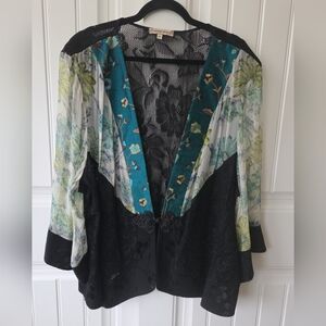 Spencer Alexis Kimono Boho Topper Jacket Floral Silk Women's Plus Size 3X